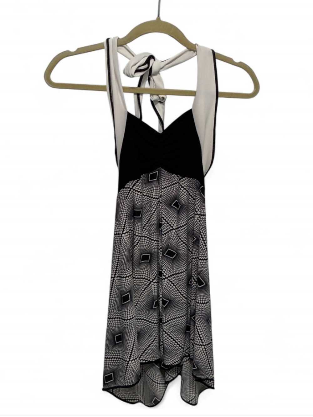 Y2K Black & White Artsy Graphic Design Halter Tank Top